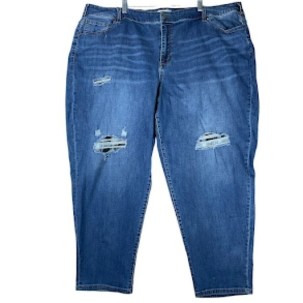 Lane Bryant Women’s Sz 26 Boyfriend Curvy Jeans – High Rise, Distressed Stretch